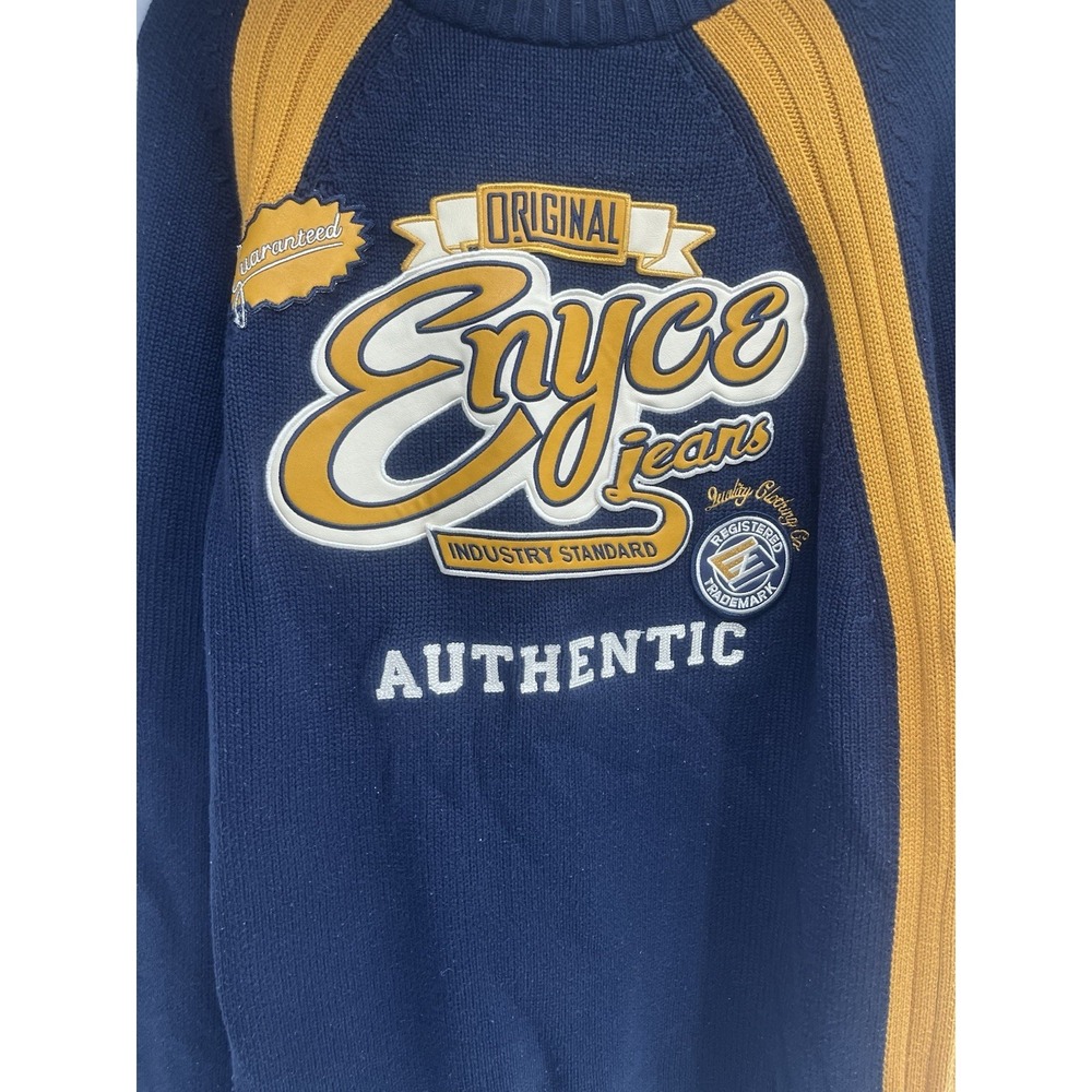 Vintage Enyce Knit Sweater Navy/Gold Medium M Y2K Streetwear hip hop skater - Picture 2 of 7